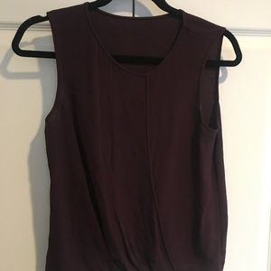 Theory Burgundy Bubble Hem Chiffon Shell